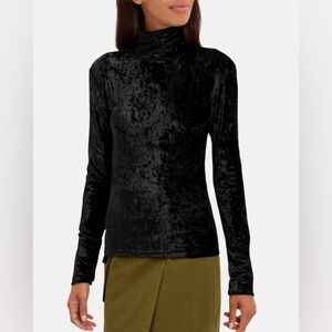 Caroline Constas Delphine Turtleneck Black Velvet Designer Party Women’s XS
